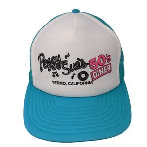 Peggy Sues 50's Diner Yermo California Trucker Hat Blue One Size Mesh Back AHS